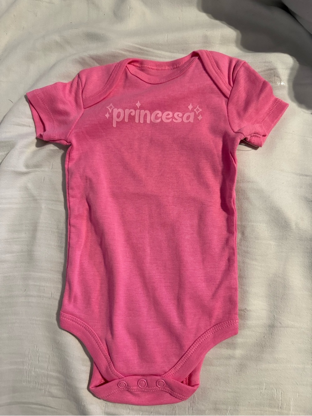 okie dokie Pink 'princesa' Short-Sleeve Baby One-Piece Bodysuit